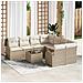 Set di divano da giardino da 9 pezzi con cuscini Beige Polyrattan - Foto miniatura 2