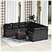 Set Divano da Giardino 9 Pezzi con Cuscini Nero Polyrattan Acacia, Divano da Giardino a Due Posti con Cuscini Nero Polyrattan - Foto miniatura 2