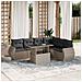 Set Divani da Giardino 7pz con Cuscini Grigio Chiaro Polyrattan - Foto miniatura 2