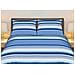 Completo Lenzuola Stiro Facile 100% Cotone Made Italy Effetto Seta Striped Matrimoniale Blu - Foto miniatura 1