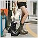 Stivali Da Pioggia Impermeabili Da Donna In Stile Britannico Compatibili Con Abbigliamento Casual, Con Tomaia In Pvc E Design Elastico Per Un Comfort Superiore Black 36 - Foto miniatura 2