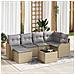 Set Divano da Giardino 7 pcs beige e grigio chiaro Poly Rattan - Foto miniatura 2