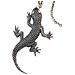 Collana Salamandra, Lunga 80 Cm, E Pendente In Argento Antico - Foto miniatura 3