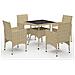 Set da Pranzo da Giardino 5 pz in Polyrattan e Vetro Beige - Foto miniatura 1