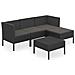 Set Divani Da Giardino 5 Pz Con Cuscini In Polyrattan Nero - Foto miniatura 2
