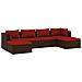 Set Divani Da Giardino 6 Pz Con Cuscini In Polyrattan Marrone - Foto miniatura 1
