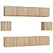 Set Di Mobili Porta Tv 6 Pz Rovere Sonoma In Legno Multistrato - Foto miniatura 2