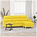 Divano a 3 Posti con Poggiapiedi Giallo Chiaro 180cm in Tessuto - Foto miniatura 2