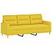Divano a 3 Posti con Poggiapiedi Giallo Chiaro 180cm in Tessuto - Foto miniatura 4