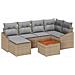 Set di divani da giardino 7 pezzi con cuscini Beige Rattan plastico Acacia - Foto miniatura 1