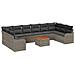 Set Divano da Giardino  11 Pezzi con Cuscini Grigio Polyrattan Acacia, Divano da Giardino per 2 Persone  con Storage e Cuscini Grigio Polyrattan - Foto miniatura 1