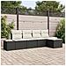 Set divano da giardino 5 pezzi con cuscini rattan nero - Foto miniatura 2