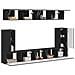 Set mobile TV Montaggio a parete 5 pcs Nero Legno multistrato - Foto miniatura 3