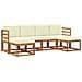 Set di divani da esterno con cuscino 6 pcs Naturale e Crema - Foto miniatura 1