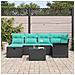 Set Divano da Giardino con cuscino 7 pcs Nero Poly Rattan - Foto miniatura 3
