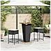 Set Bar da Giardino 3 pz con Cuscini in Polyrattan Nero - Foto miniatura 3