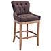 Sgabello Legno Lakewood Antico-Chiaro - Sgabello Alto Vintage in Tessuto - Sedia Bar Chesterfield con Poggiapiedi Alt. 74 cm Marrone - Foto miniatura 1