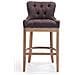 Sgabello Legno Lakewood Antico-Chiaro - Sgabello Alto Vintage in Tessuto - Sedia Bar Chesterfield con Poggiapiedi Alt. 74 cm Marrone - Foto miniatura 2