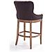 Sgabello Legno Lakewood Antico-Chiaro - Sgabello Alto Vintage in Tessuto - Sedia Bar Chesterfield con Poggiapiedi Alt. 74 cm Marrone - Foto miniatura 4