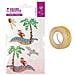 4 Adesivi Con Strass 15 X 9,5 Cm Isola Paradisiaca + Washi Tape Dorato 5 M - Foto miniatura 1