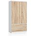 Armadio A 2 Ante Battenti E Cassetti S90, 90x51x180 cm, Colore Bianco e Sonoma Quercia - Foto miniatura 1