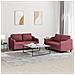 Set Di Divani 2 Pz Con Cuscini Rosso Vino In Tessuto - Foto miniatura 1