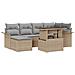 Set di divani da giardino 7 pezzi con cuscini Beige Rattan Poliestere - Foto miniatura 1