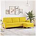 Divano a 3 Posti con Poggiapiedi Giallo Chiaro 210cm in Tessuto - Foto miniatura 2