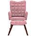 Poltrona a Dondolo con Poggiapiedi Rosa in Velluto - Foto miniatura 3