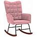 Poltrona a Dondolo con Poggiapiedi Rosa in Velluto - Foto miniatura 4
