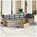 Set Divano da Giardino di 8 Pezzi con Cuscini Beige in Polyrattan e Acacia - Foto miniatura 2
