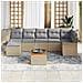 Set Divano da Giardino di 8 Pezzi con Cuscini Beige in Polyrattan e Acacia - Foto miniatura 3