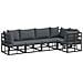 Set Divano da Giardino con cuscino 5 pcs Nero Alluminio - Foto miniatura 1