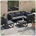 Set Divano da Giardino con cuscino 5 pcs Nero Alluminio - Foto miniatura 3