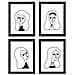 Set Di 4 Stampe Quattro Donne In Bianco. Poster Con Disegni Di Donne Senza Cornice A4 - Foto miniatura 1