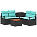 Set di divani 6 pz Nero e Blu Rattan sintetico e Acciaio - Foto miniatura 1