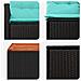 Set di divani 6 pz Nero e Blu Rattan sintetico e Acciaio - Foto miniatura 9