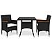 Set Mobili da Pranzo per Giardino 3 pz Nero Polyrattan e Acacia - Foto miniatura 1
