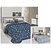 Copriletto Piquet Primavera Estate 100% Cotone Disegno Oceano 1 Piazza E Mezza Blu - Foto miniatura 2