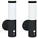 Lampada da Parete da Esterno con Sensore 2 pz Nera Acciaio Inossidabile IP44 - Foto miniatura 1