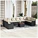 Set Divano da Giardino  11 Pezzi con Cuscini Nero Polyrattan Acacia, Divano da Giardino  2 Posti con Cuscini Nero Polyrattan - Foto miniatura 2
