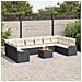 Set Divano da Giardino  11 Pezzi con Cuscini Nero Polyrattan Acacia, Divano da Giardino  2 Posti con Cuscini Nero Polyrattan - Foto miniatura 3