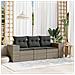 Set Divani da Giardino 3 pz con Cuscini Grigio in Polyrattan - Foto miniatura 2