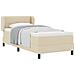 Letto box spring con materasso Crema 90 x 200 cm Tessuto - Foto miniatura 3