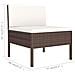 Set Divani Da Giardino 6 Pz Con Cuscini In Polyrattan Marrone - Foto miniatura 4