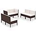 Set Divani Da Giardino 6 Pz Con Cuscini In Polyrattan Marrone - Foto miniatura 1