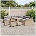 Set di divani da giardino da 14 pezzi con cuscini beige in polyrattan e acacia,  Divano da giardino a 2 posti con cuscini beige in polyrattan,  Set da pranzo da giardino da 4 pezzi con cuscini beige in polyrattan e acacia - Foto miniatura 3