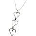 Collana A Triplo Cuore Con Lunghezza Della Goccia Di 40 Cm, Placcata Argento - Foto miniatura 2