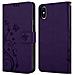 Cadorabo Custodia Compatibile Con Apple Iphone Xs In Lilla Scuro Fiore - Coperchio Protettivo In Design Floreale Con Chiusura Magnetica, Funzione Stand E Slot Per Carte - Foto miniatura 2