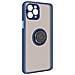 Cover Iphone 11 Pro Max Bimateriale Anello Supporto Metallico Blu - Foto miniatura 3